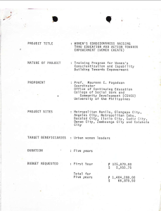 Women’s Consciousness Raising Thru Education and Action Towards Empowerment (Women Create)